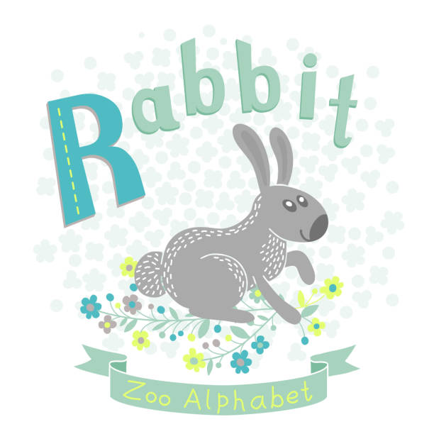 illustrations, cliparts, dessins animés et icônes de lettre r-rabbit - letter r alphabet alphabetical order backgrounds