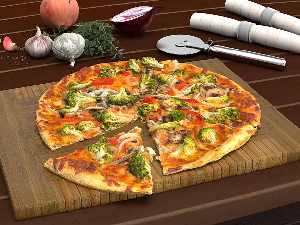 pizza brocoli - brettchen photos et images de collection