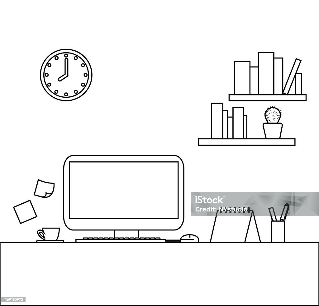 Vector Of Modern Office Interior Office Table Stock Illustration ...