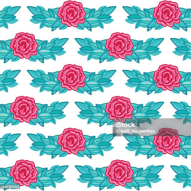 Retro Romantic Seamless Pattern With Pink Roses Stock Illustration - Download Image Now - 2015, Backgrounds, Beautiful People
