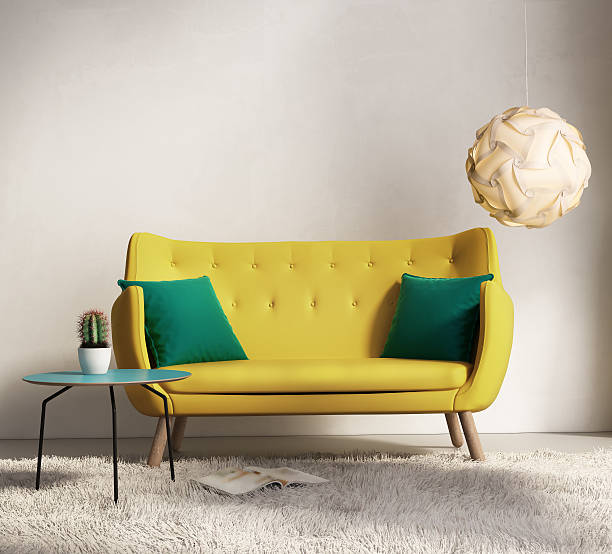 istock Yellow sofa in fresh interior living room 469192173