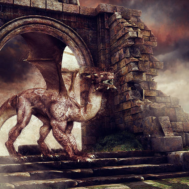 istock Dragon in castle ruins 469192738