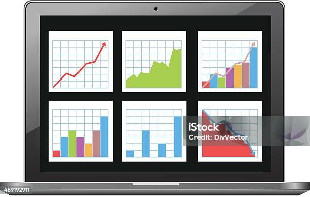 Computer Convenient Chart Laptop With Chart Stock Illustration - Download Image Now - Vector ...