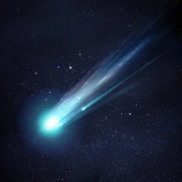 A large and bright Comet breaking up as it gets close to the Sun. Illustration