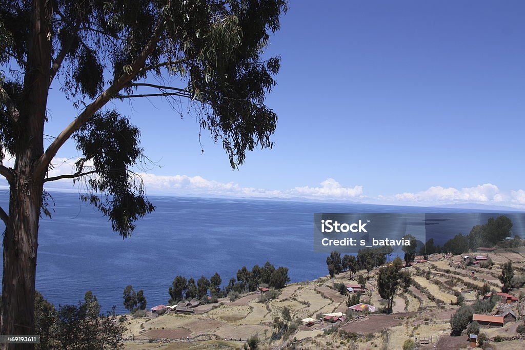 View of Lake Titicaca from Taquile Island Looking out onto lake Titicaca while climbing up towards Taquile Island in the early afternoon - Puno, Peru. Adventure Stock Photo