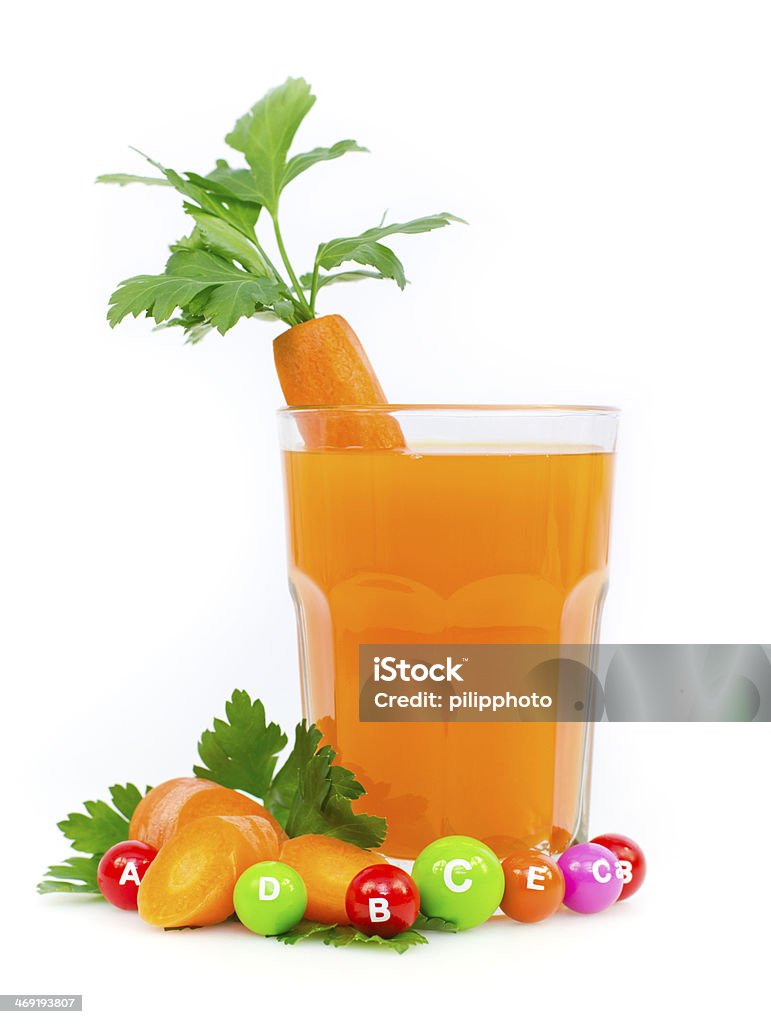 Fresco y saludable zumo de zanahoria - Foto de stock de Alimento libre de derechos