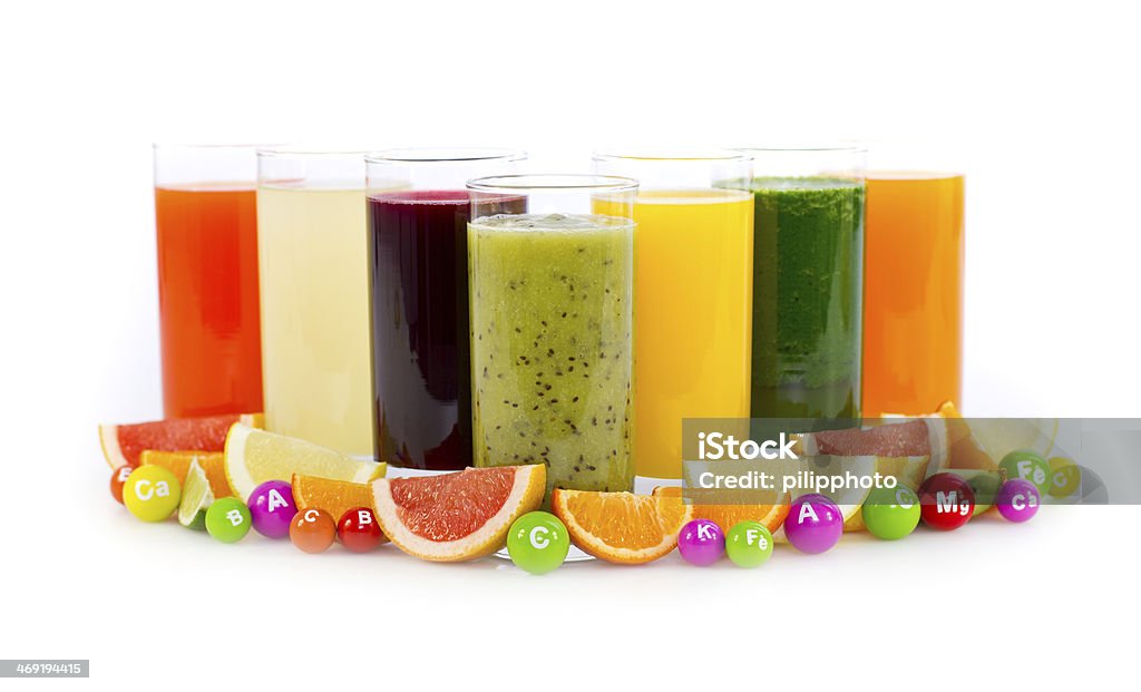 신선하고 건강한 과일 및 야채 주스 - 로열티 프리 0명 스톡 사진
