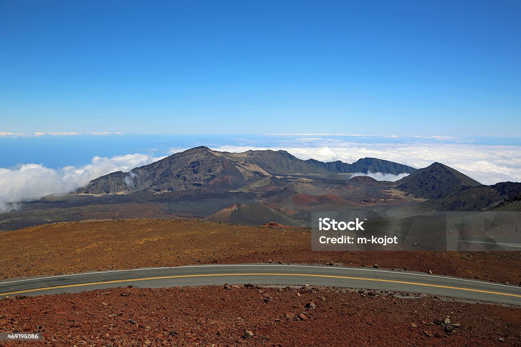 Road over Haleakala Crater Landscape in Haleakala National Par, Maui, Hawaii 2015 Stock Photo