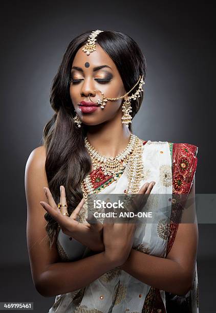 Indian Woman In Traditional Clothing With Bridal Makeup And Jewelry Stock Photo - Download Image Now