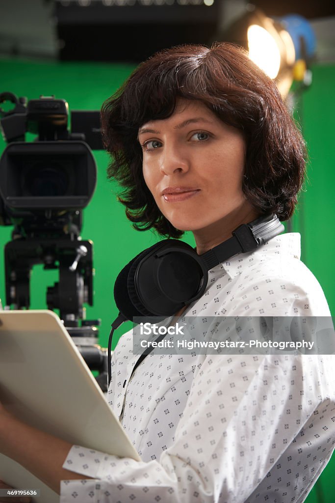 Portrait Of Floor Manager In Television Studio Producer Stock Photo