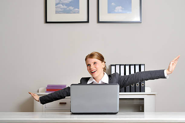 istock Woman playing airplane. 469198599