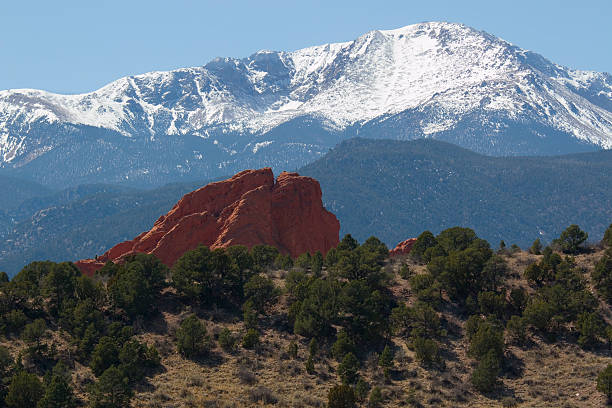 ogród bogów i pikes peak - 14000 foot peak zdjęcia i obrazy z banku zdjęć