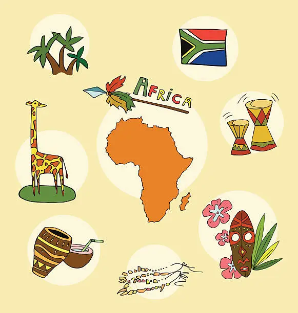 Vector illustration of The set of national profile of the africa cartoon state of the world isolated