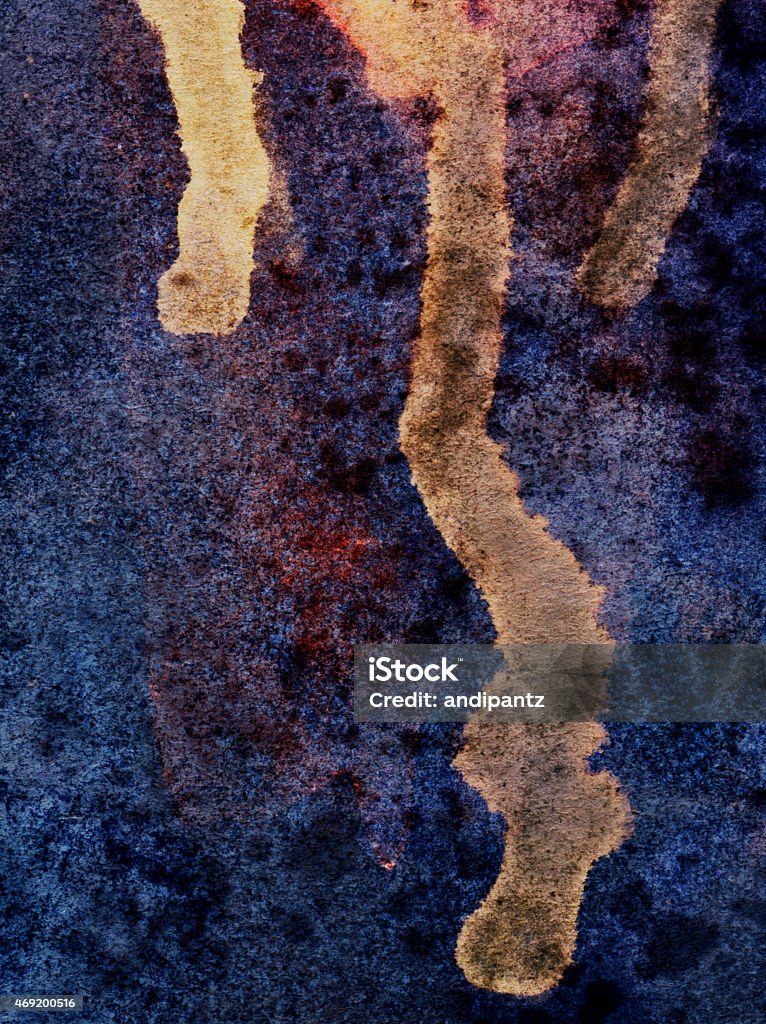 Paint drips on a navy blue hand painted background Hand painted grungy distressed watercolor background with paint splatters and drips. This dark abstract texture has prominent shades of dark blue and brown. It would be great for a grungy background with a distressed look. 2015 Stock Photo