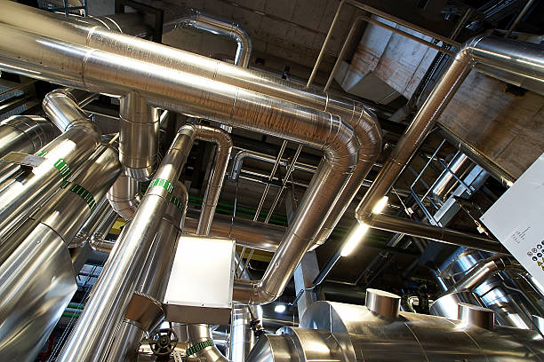 istock Industrial zone, Steel pipelines, valves and cables 469200786