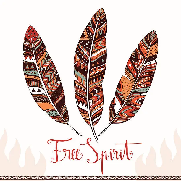 Vector illustration of Tribal feathers