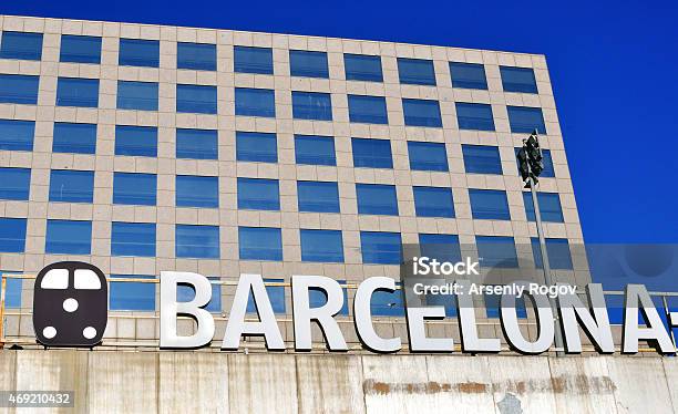 Barcelona Sign On The Sants Railway Station Stock Photo - Download Image Now - Barcelona - Spain, Station, 2015