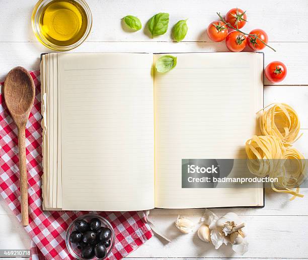 Blank Recipe Book Stock Photo - Download Image Now - Cookbook, Pasta, Book