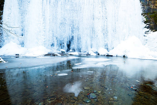 istock winter landscape with frozen waterfall 469212088