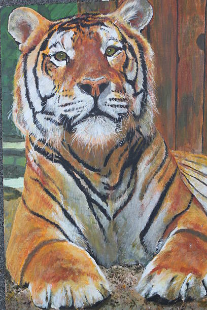 istock Tiger, Brush on canvas realistic 469212296