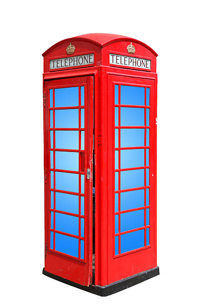 istock Classic British red phone booth in Londo, isolated on white 469213210