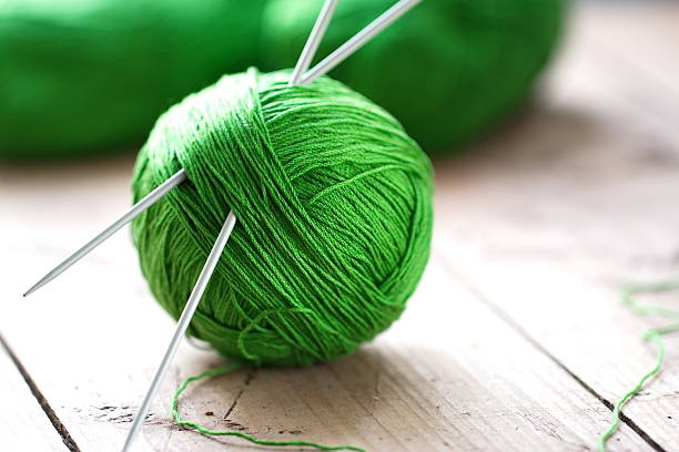 istock Clew of yarn with needles for knitting 469213728
