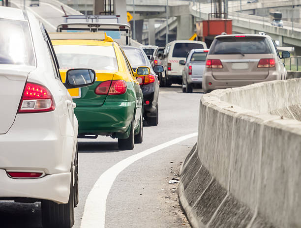 istock Car queue in the bad traffic road 469214024