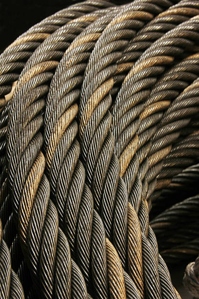 steel cable - steel cable wire rope rope textured stock-fotos und bilder