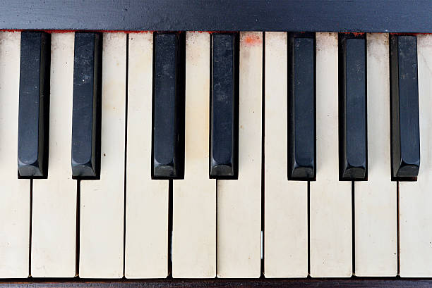 istock Old Piano keys viewed from above 469215106
