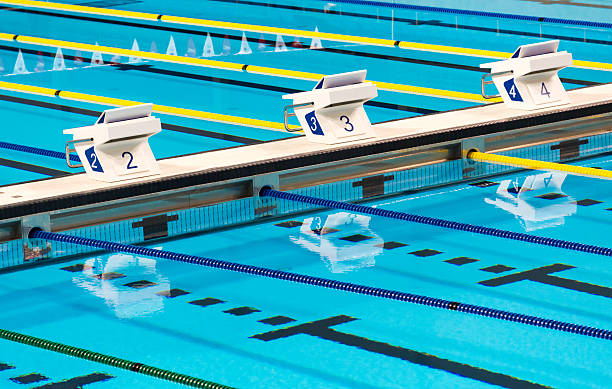 istock Olympic Sport Competition Swimming Pool Lanes 469215198