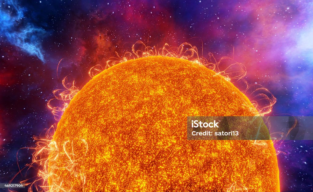 Surface of the sun Surface of the sun with energy explosions 2015 Stock Photo