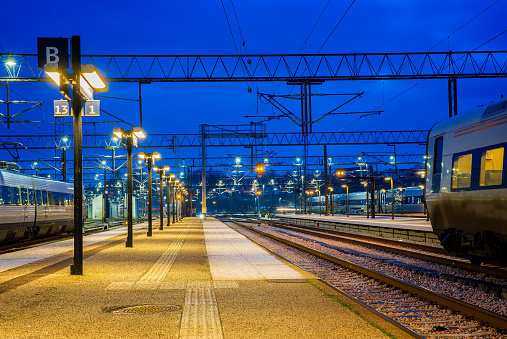 Night train station in Helsingor