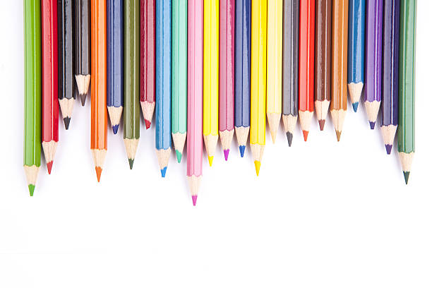 istock Colour pencils isolated on white background close up 469222428