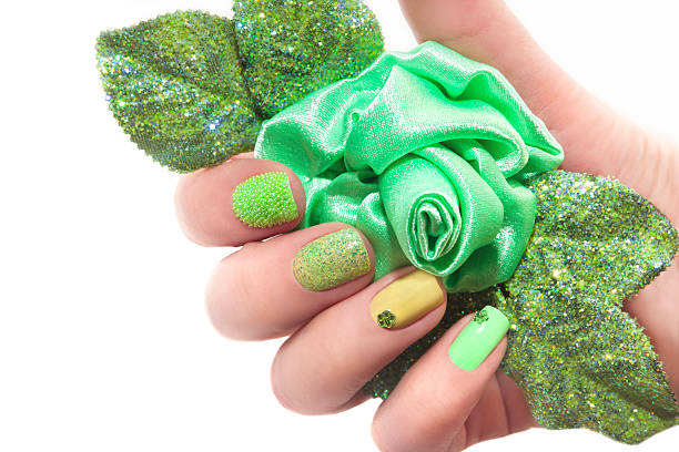 istock Manicure with green rose. 469225952