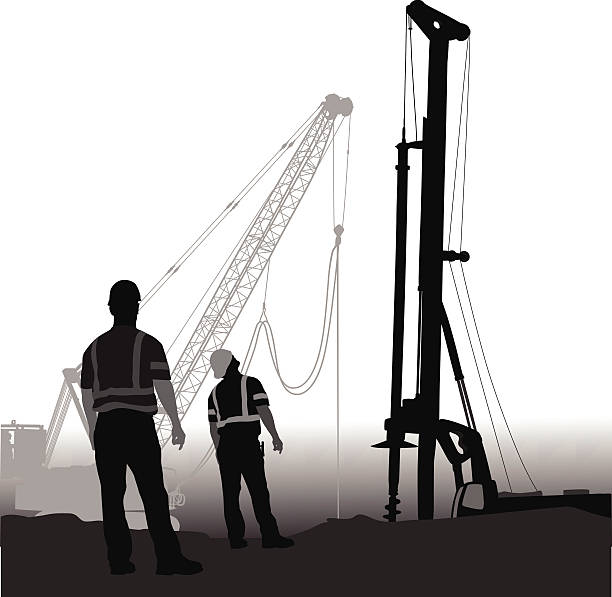 heavydrill - silhouette men foreman mature adult stock illustrations
