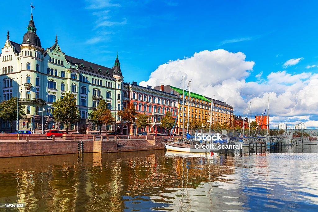 Old Town pier in Helsinki, Finland Scenic summer view of the Old Port pier architecture with ships, yachts and other boats in the Old Town of Helsinki, Finland Helsinki Stock Photo