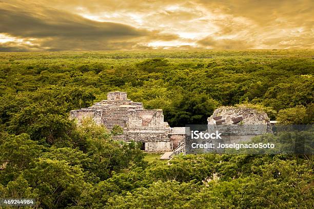 Ek Balam View From Top Of The Acropolis Stock Photo - Download Image Now - Mexico, 2015, Ancient