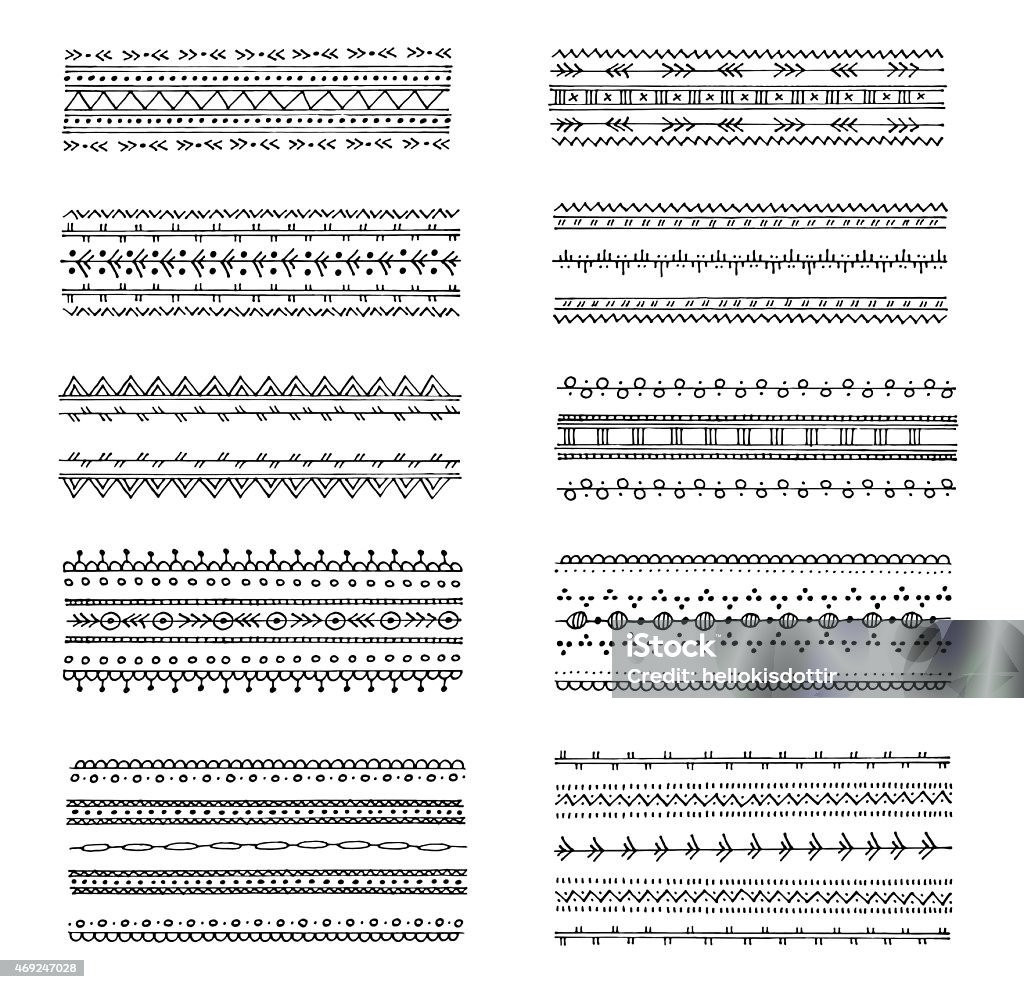 Card Border Patterns Drawing Set Of Hand Drawn Borders Stock Illustration - Download Image Now ...