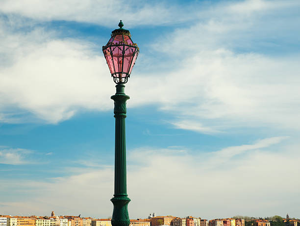 View of traditional street lamps on old town San Telmo, a traditional neighborhood and tourist attraction in Buenos Aires, Argentina.