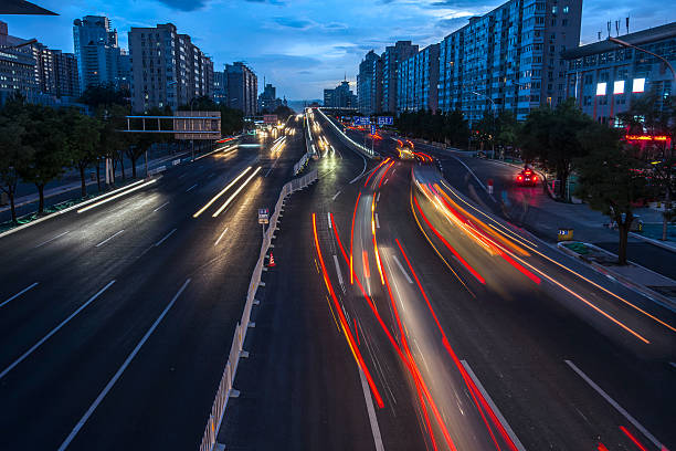 istock Urban highway traffic at night 469251784