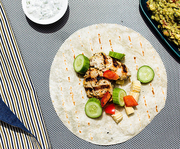 istock Mexican tortilla with chocken and guacamole 469259194