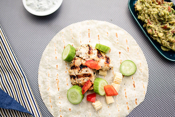 istock Mexican tortilla with chocken and guacamole 469259200