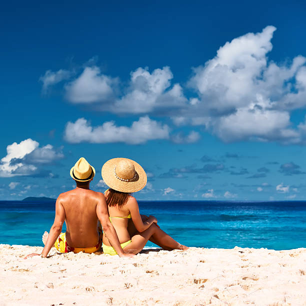 istock Couple on a beach at Seychelles 469259922