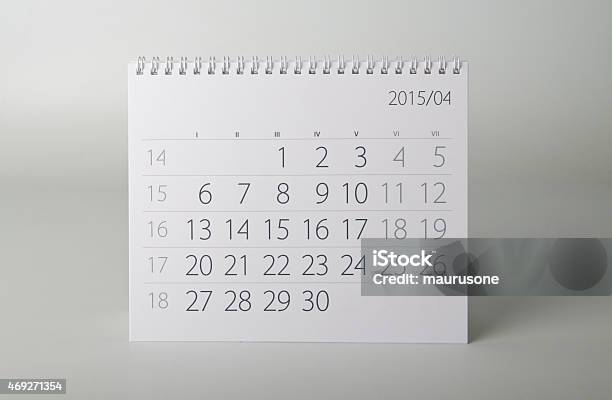 Calendar April Stock Photo - Download Image Now - 2015, April, Calendar