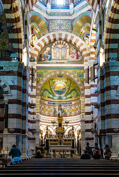 notre-dame de la garde interior em marselha - notre dame de la garde imagens e fotografias de stock