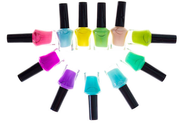 istock Coloured Group of bright nail polishes isolated on white 469290928