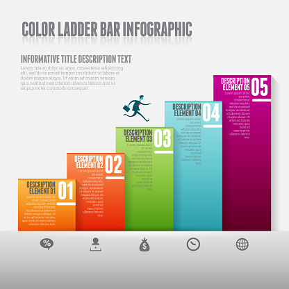Vector illustration of color ladder bar infograpic design elements.