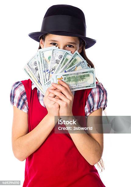 Dreaming Girl With Money In Hands Stock Photo - Download Image Now - 2015, Adult Imitation, Aspirations