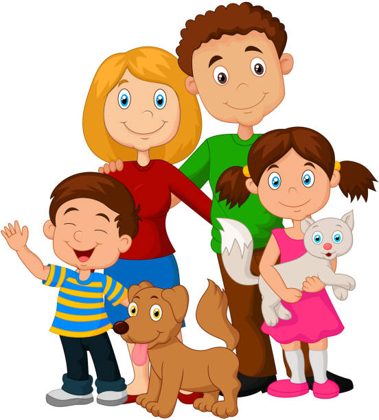 Happy Family Cartoon Stock Illustration - Download Image Now - Family,  Girls, Teenage Girls - iStock