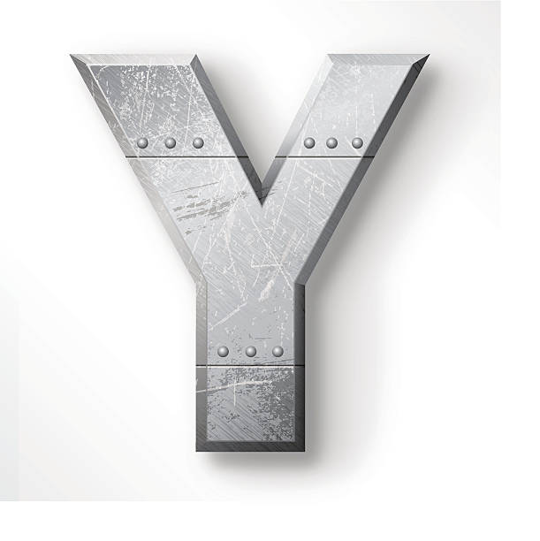 illustrazioni stock, clip art, cartoni animati e icone di tendenza di metallo lettera y - letter y
